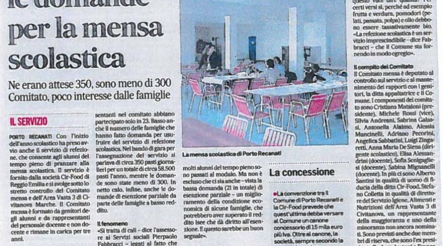Precisazioni del Comitato Mensa riguardo l’articolo del 07 ottobre sul Corriere Adriatico