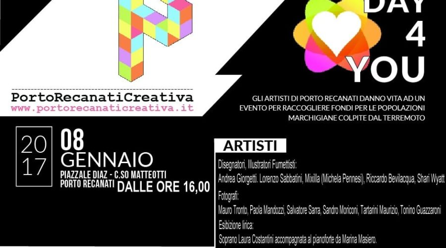 Raccolta Fondi “Porto Recanati Creativa- A Day4You” il programma ufficiale