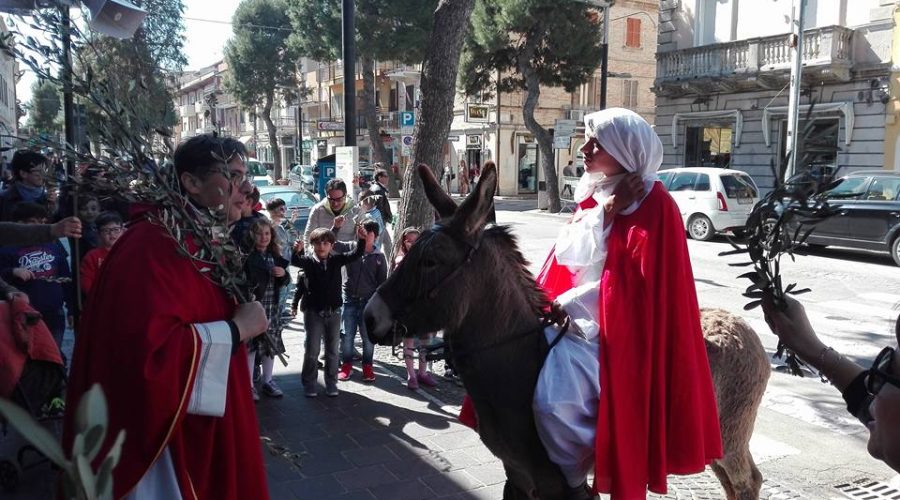 Domenica delle Palme animata dai bambini della prima Comunione con Gesù sull’asinello circondato dagli apostoli